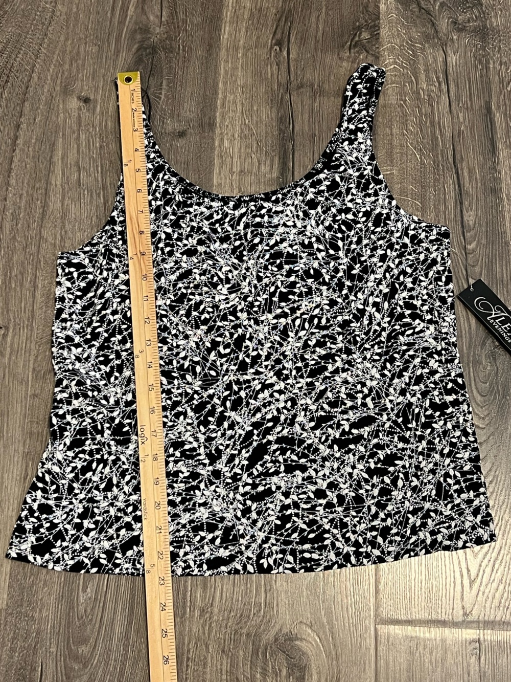 NWT Alex Evenings Metallic Shimmer Black White Embroidered Formal Top Size XL - Picture 6 of 11